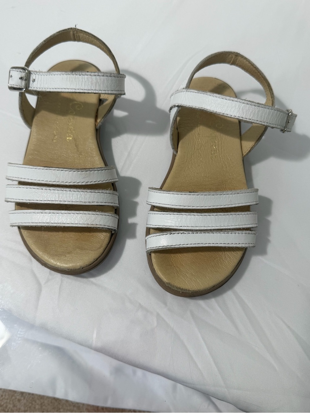 La Coqueta Sienna White Nappa Leather Sandals Girls Size 26 EU / US 9.5 - Picture 14 of 15